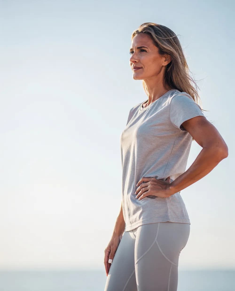 A calm, confident woman at her goal weight